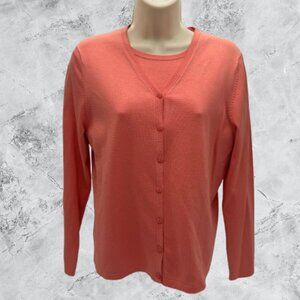 Pendleton 2 Piece Women's Orange Silk Nylon Cardigan Set Size Small